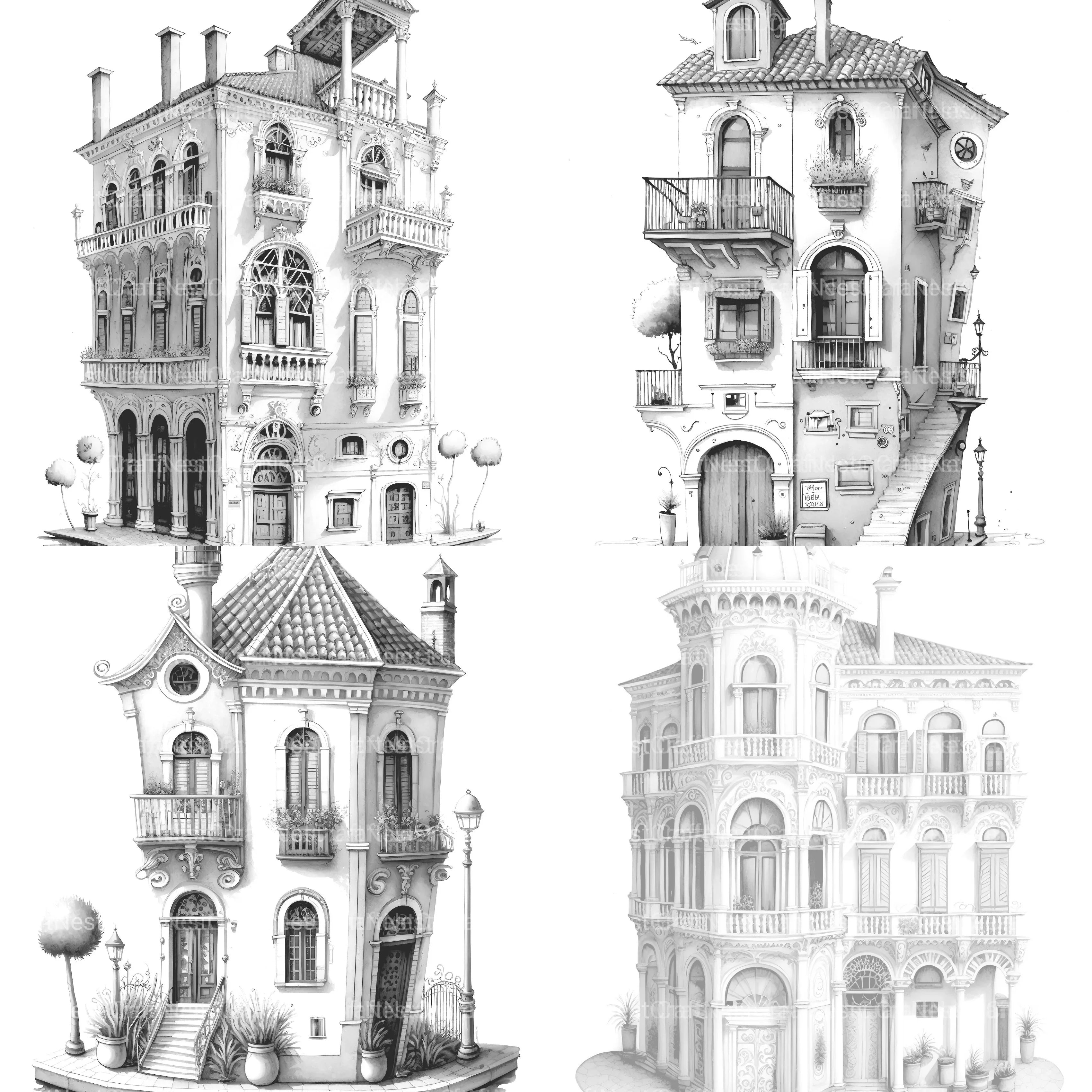 Venetian Tiny House Coloring Book - CraftNest - Digital Crafting and Art