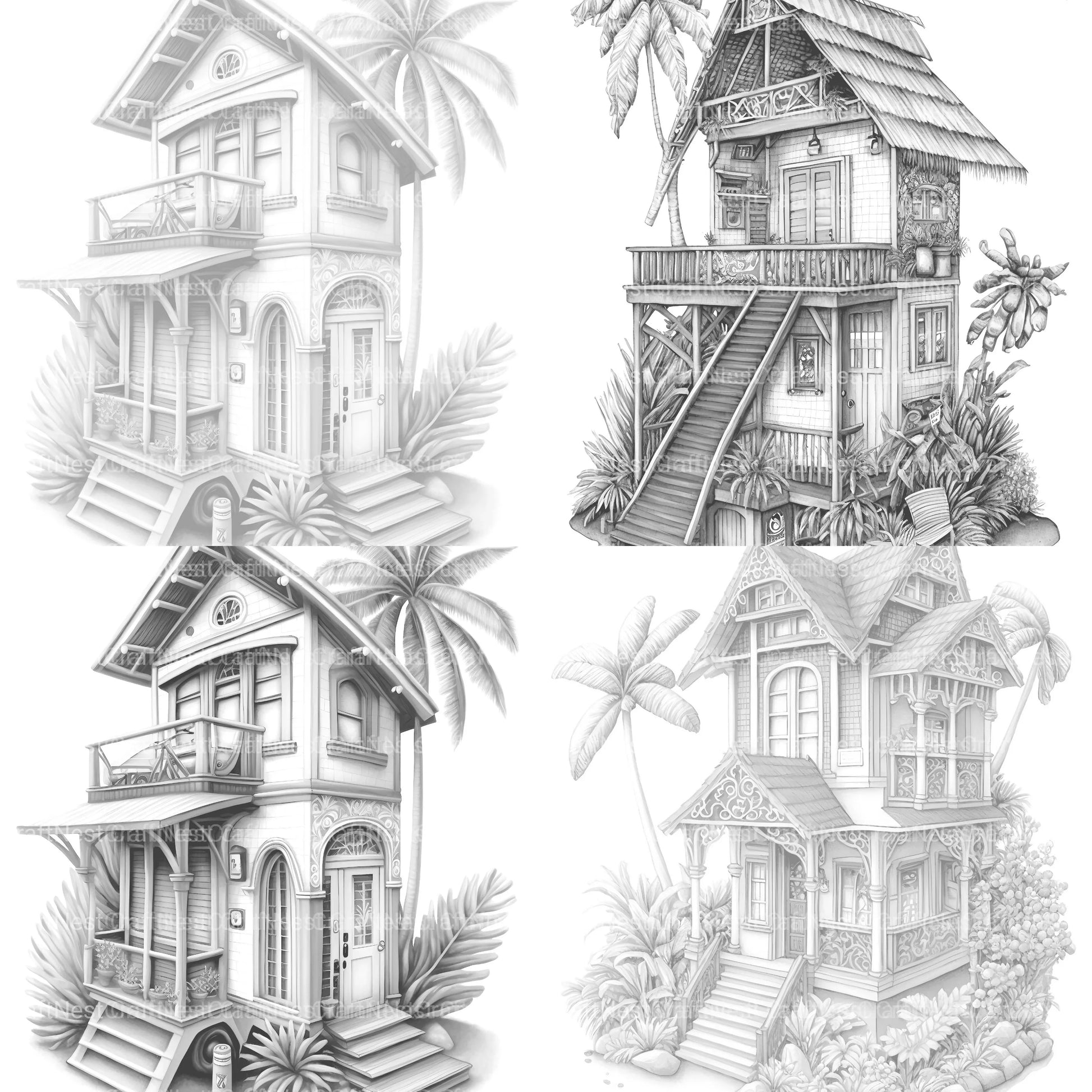 Hawaiian Tiny House Coloring Book - CraftNest - Digital Crafting and Art