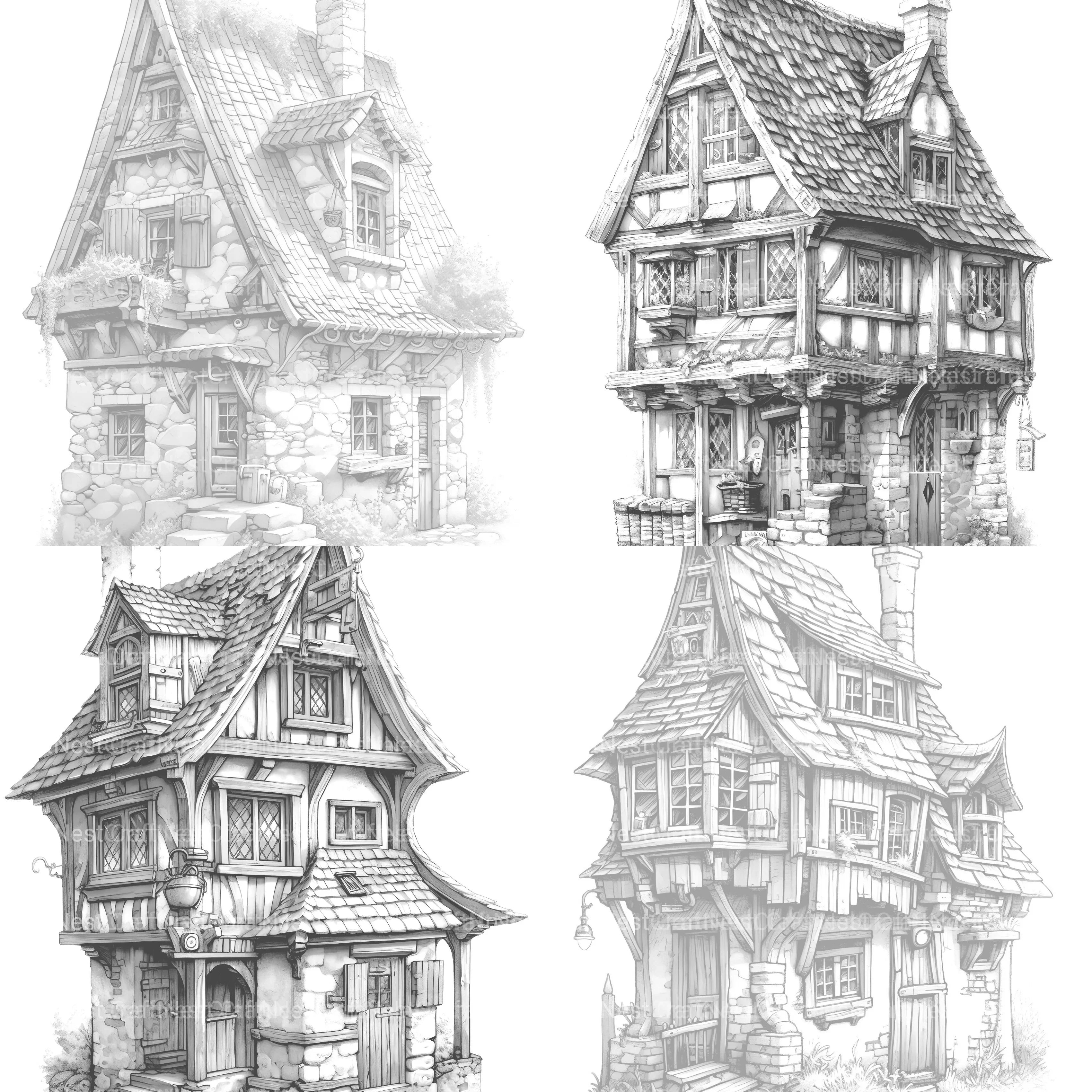 Medieval Tiny House Coloring Book - CraftNest - Digital Crafting and Art