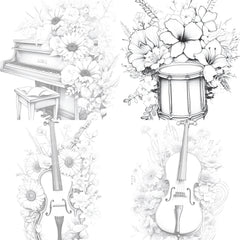 Flower Instrument Coloring Book - CraftNest - Digital Crafting and Art