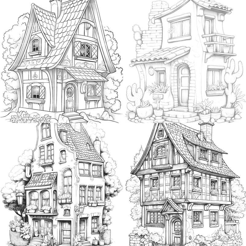Mixed Tiny House Coloring Book - CraftNest - Digital Crafting and Art