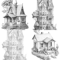 Mixed Style Tiny House Coloring Book - CraftNest - Digital Crafting and Art