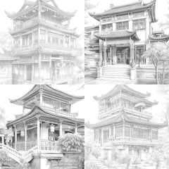 Chinese Architecture Coloring Book - CraftNest - Digital Crafting and Art