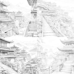 Old Chinese Villages Coloring Book - CraftNest - Digital Crafting and Art