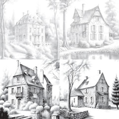 Old French Houses Coloring Book - CraftNest - Digital Crafting and Art