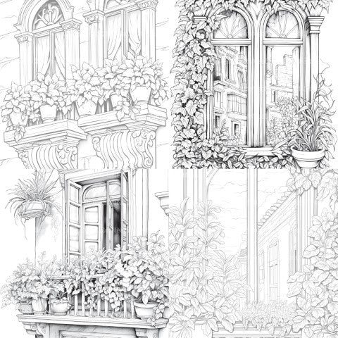 Mediterranean Windows Coloring Book - CraftNest - Digital Crafting and Art
