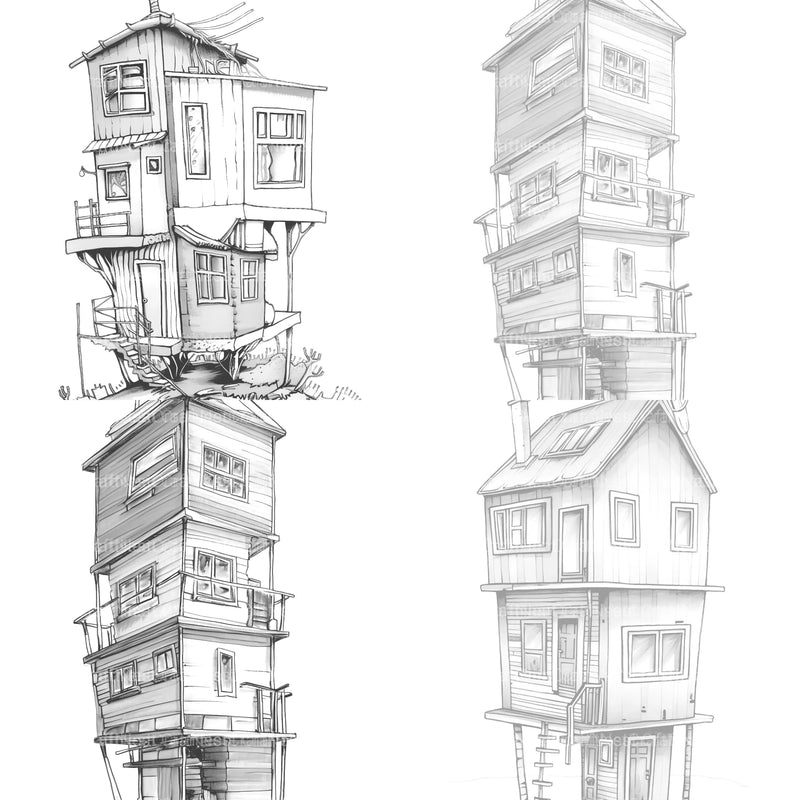Contemporary Tiny House Coloring Book - CraftNest - Digital Crafting and Art