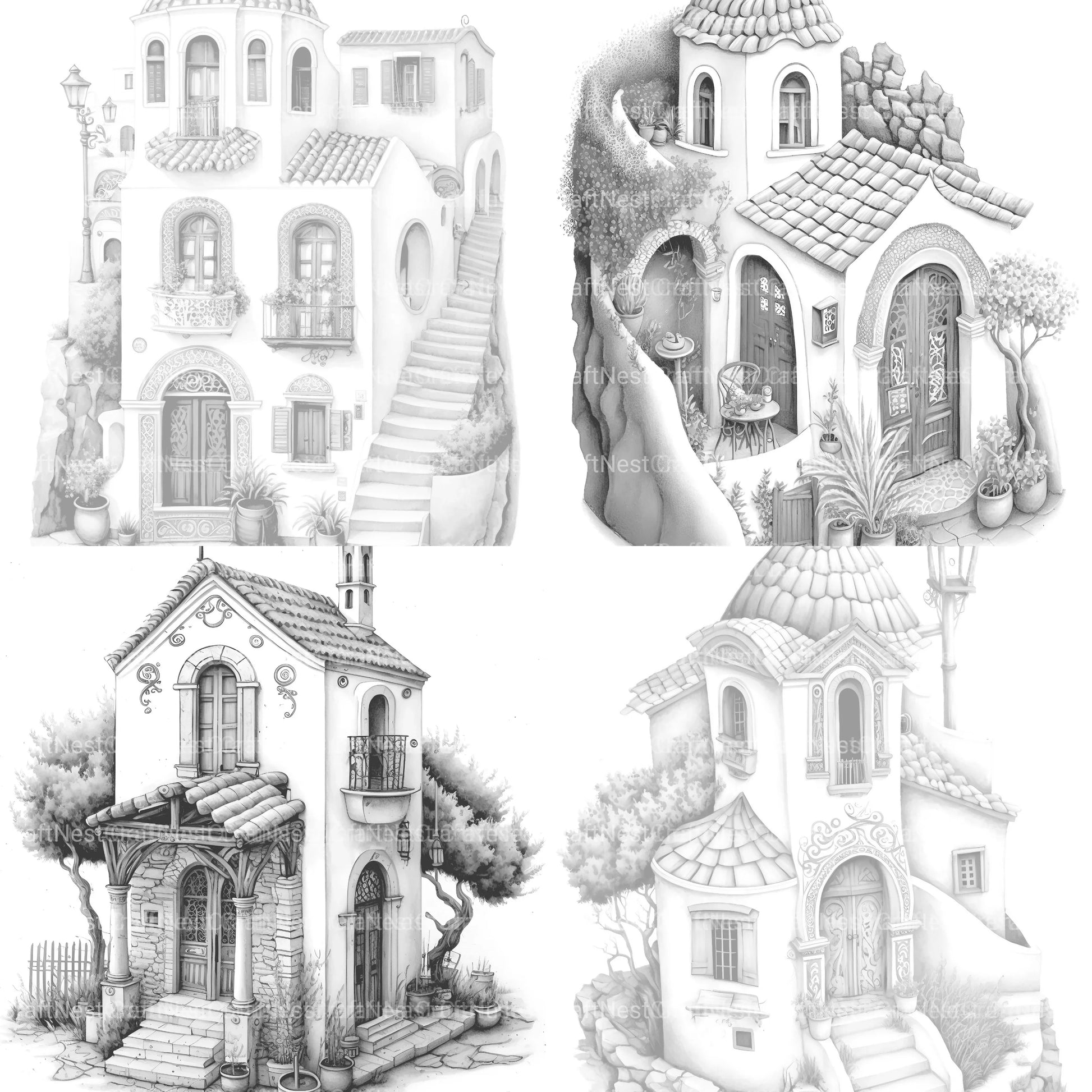 Greek Tiny House Coloring Book - CraftNest - Digital Crafting and Art
