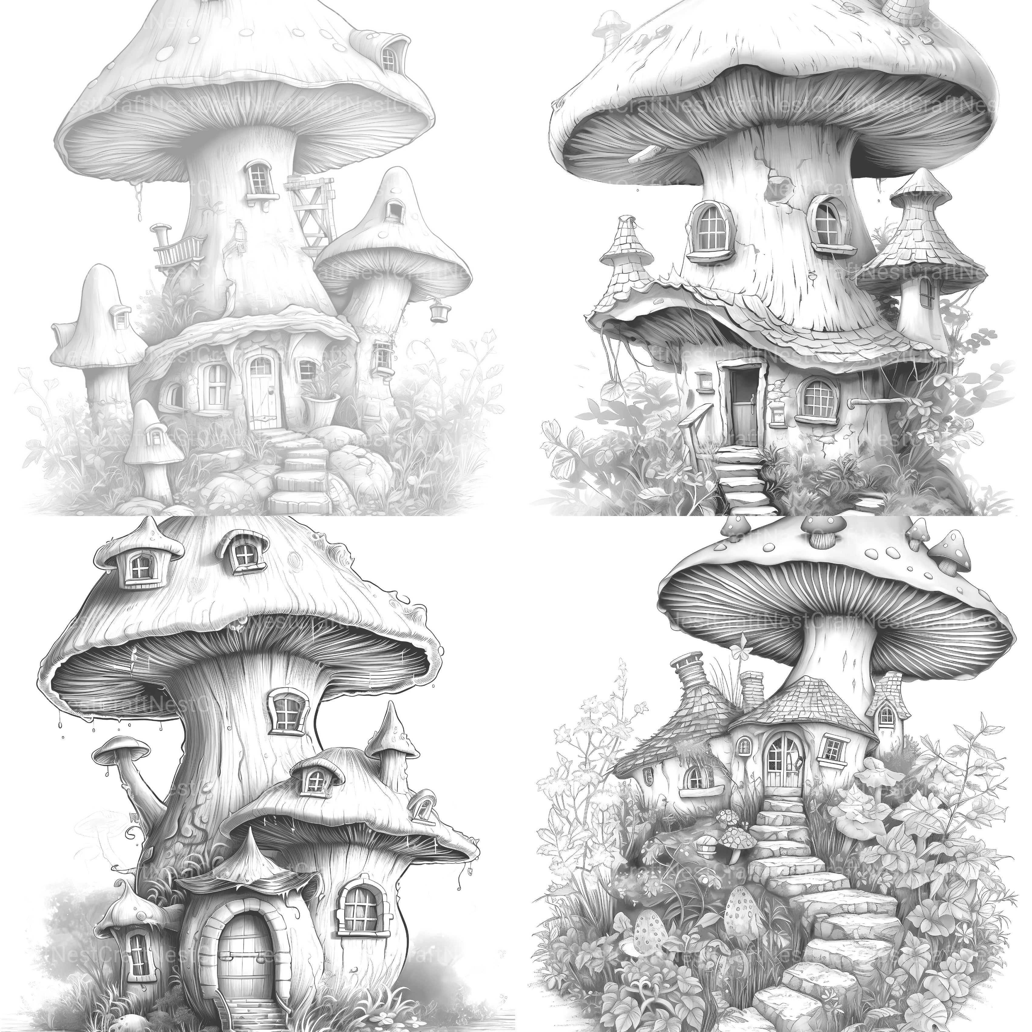 Mushroom House Coloring Book - CraftNest - Digital Crafting and Art