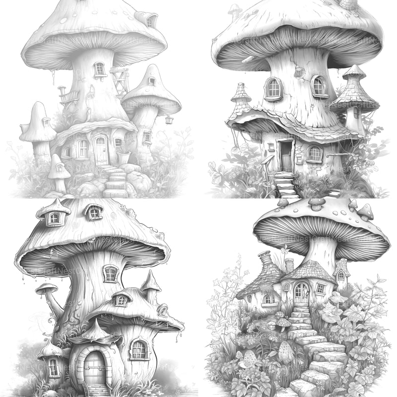 Mushroom House Coloring Book - CraftNest - Digital Crafting and Art