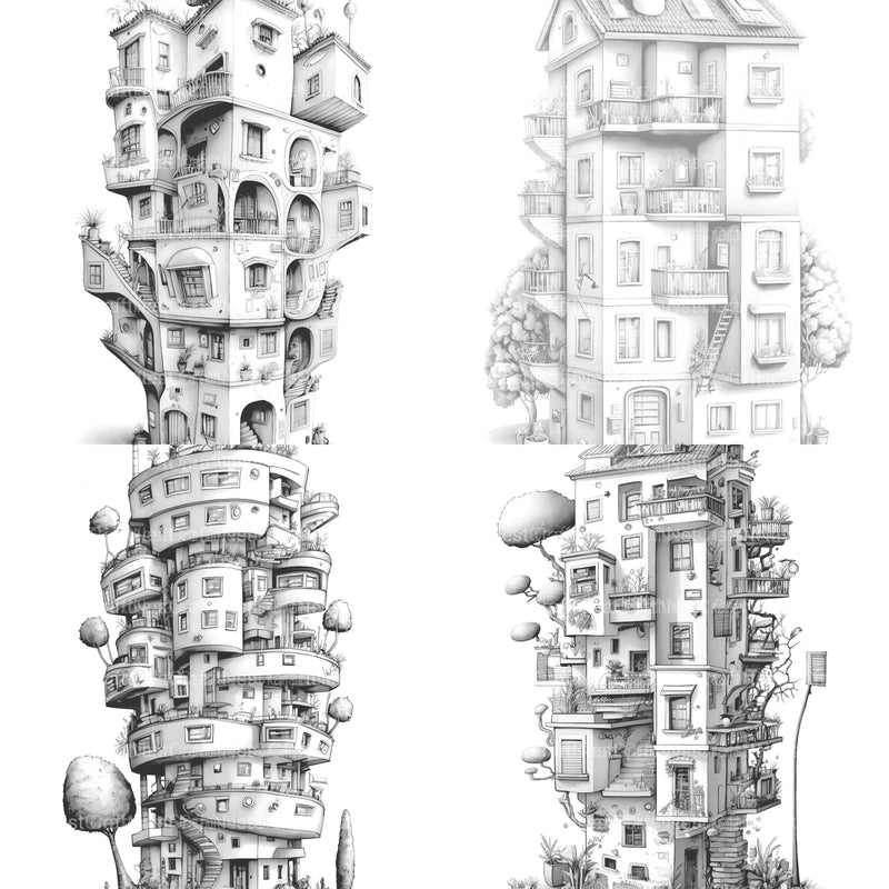 Condominium Tiny House Coloring Book - CraftNest - Digital Crafting and Art