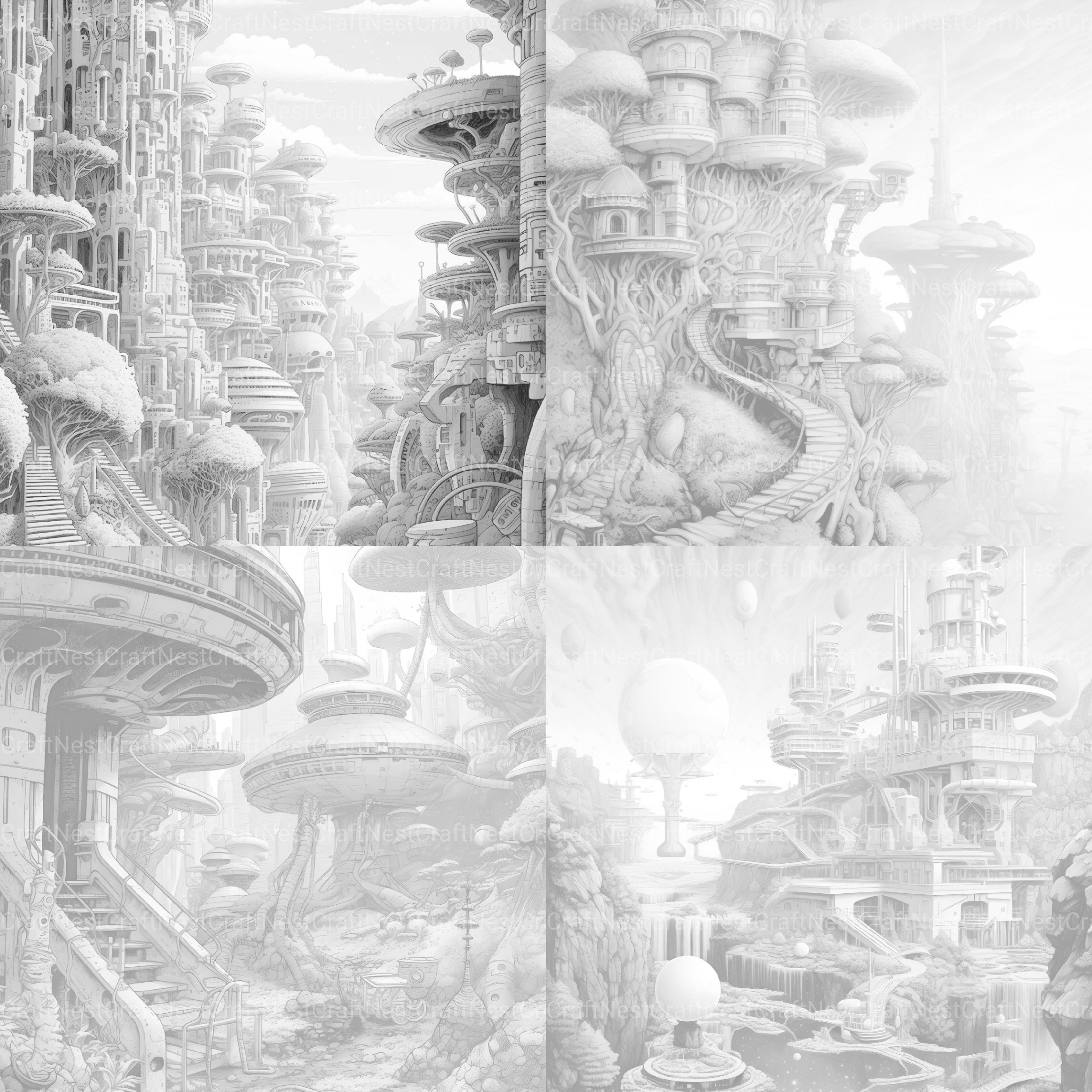 Sci-Fi Landscape Coloring Book - CraftNest - Digital Crafting and Art