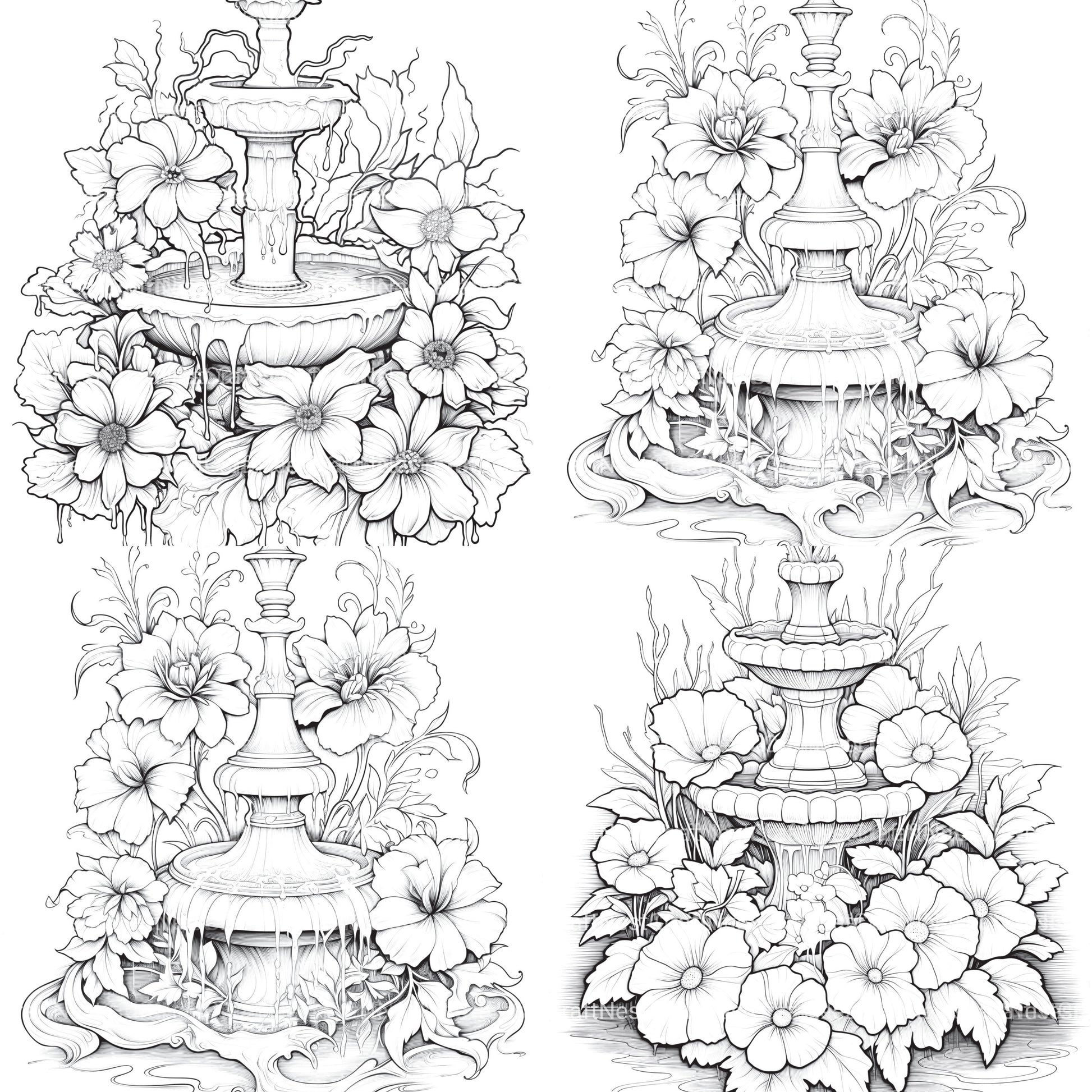 Blooming Fountain Coloring Book - CraftNest - Digital Crafting and Art