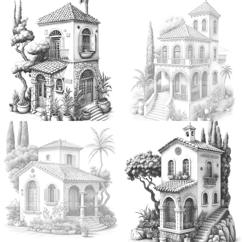 Mediterranean Tiny House Coloring Book - CraftNest - Digital Crafting and Art
