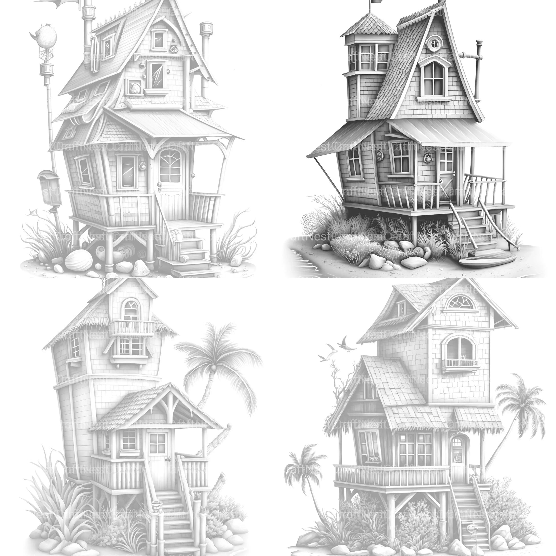 Beach House Coloring Book - CraftNest - Digital Crafting and Art