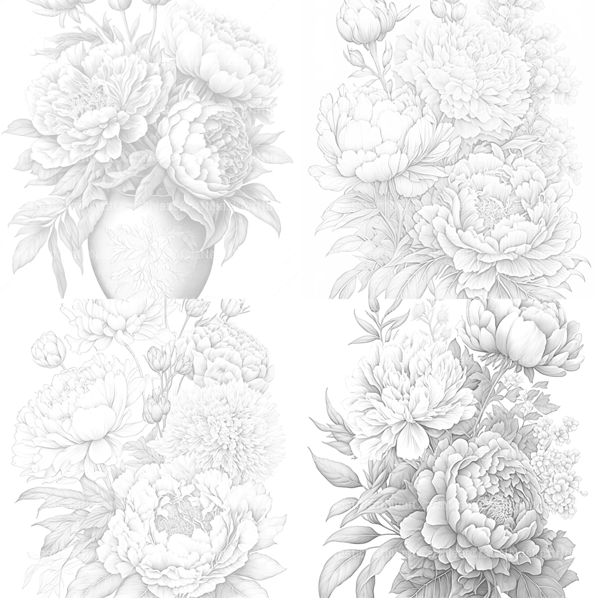 Peony Flower Coloring Book - CraftNest - Digital Crafting and Art