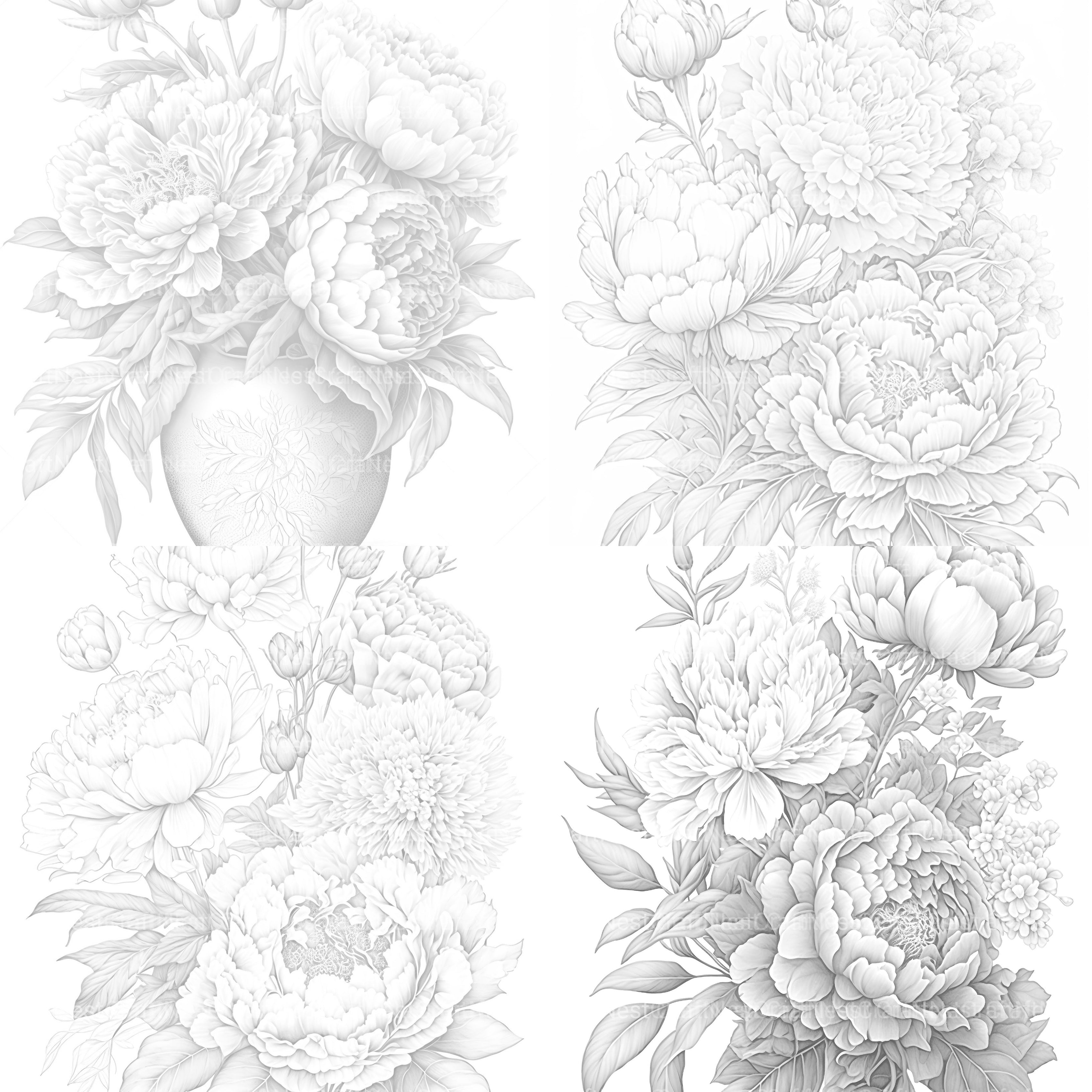Peony Flower Coloring Book - CraftNest - Digital Crafting and Art