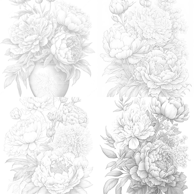 Peony Flower Coloring Book - CraftNest - Digital Crafting and Art