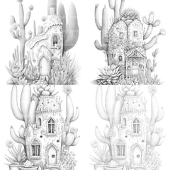 Cactus Fairy Houses Coloring Book - CraftNest - Digital Crafting and Art