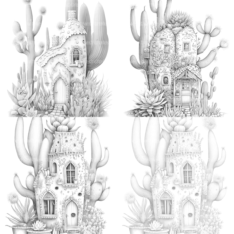 Cactus Fairy Houses Coloring Book - CraftNest - Digital Crafting and Art