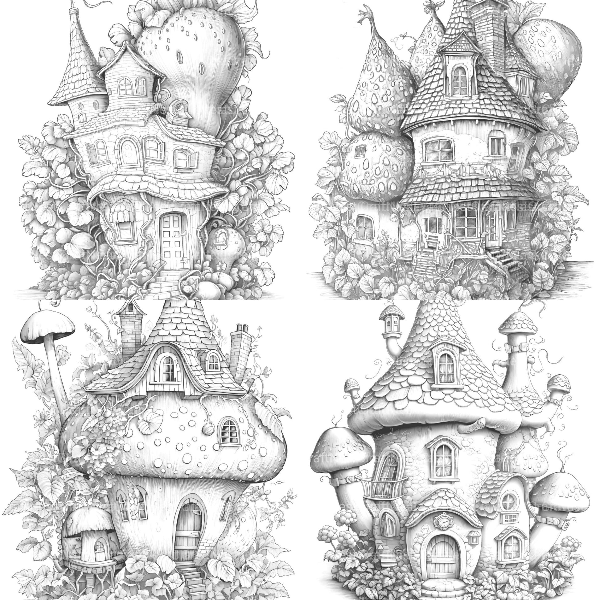 Strawberry Fairy House Coloring Book - CraftNest - Digital Crafting and Art