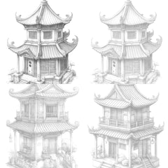 Chinese Tiny House Coloring Book - CraftNest - Digital Crafting and Art