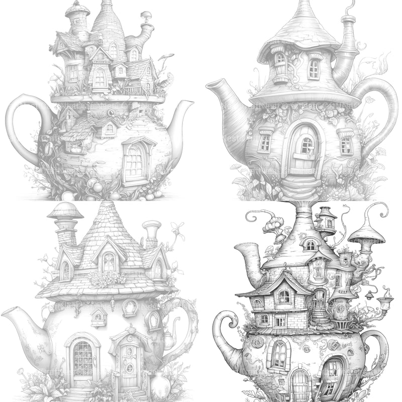 Teapot Fairy House Coloring Book - CraftNest - Digital Crafting and Art