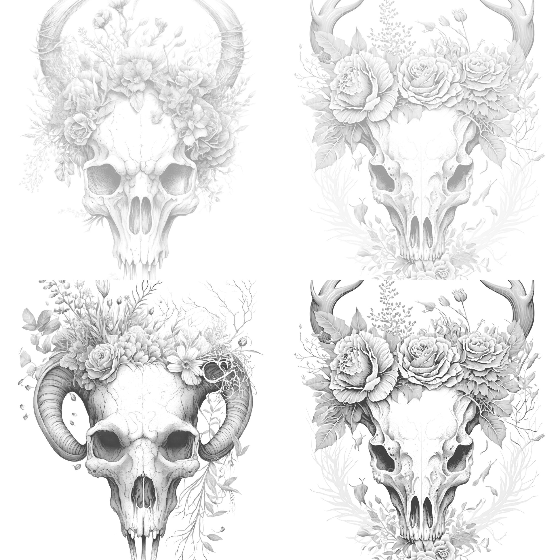 Floral Skull Coloring Book - CraftNest - Digital Crafting and Art