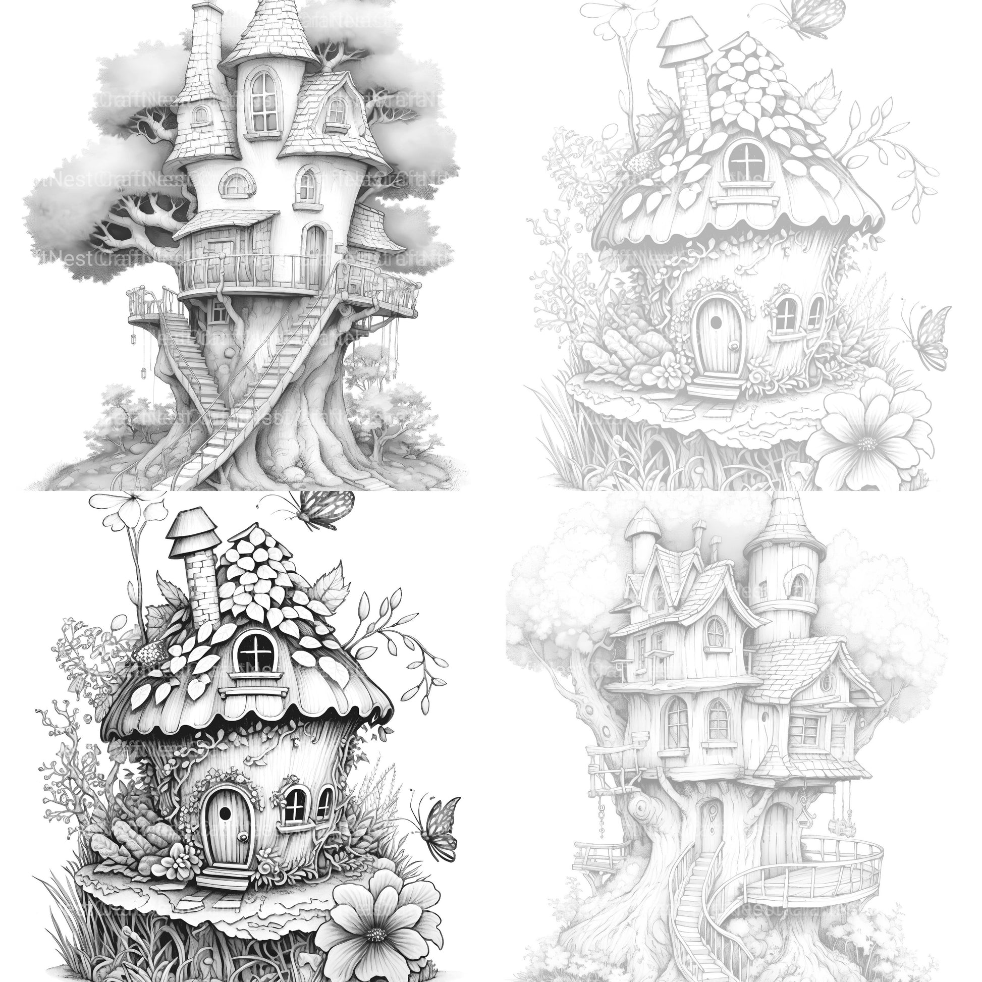 Fairy Houses 2 Coloring Book - CraftNest - Digital Crafting and Art