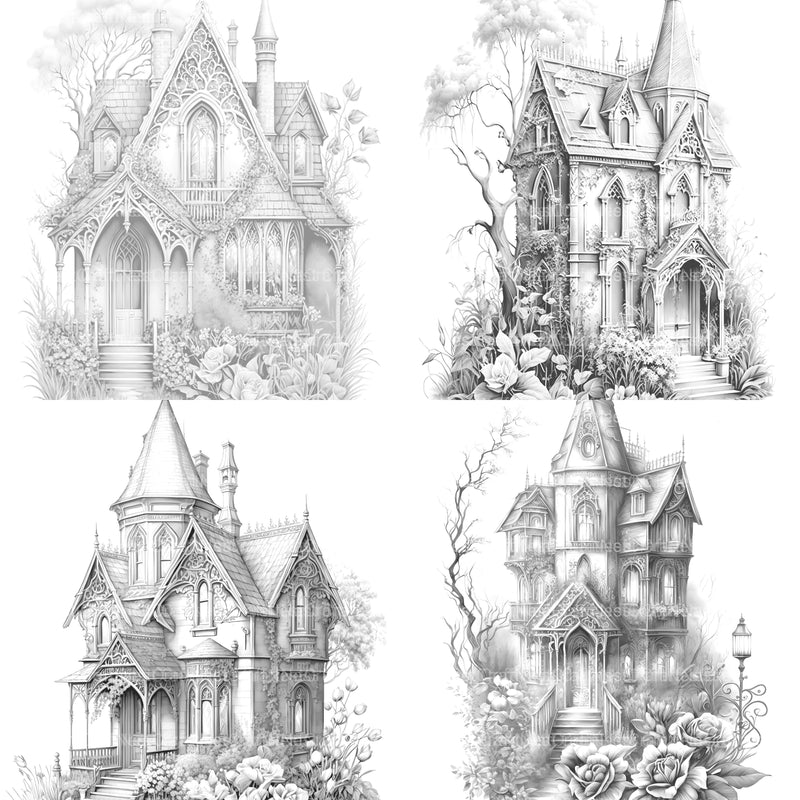 Gothic House Coloring Book - CraftNest - Digital Crafting and Art