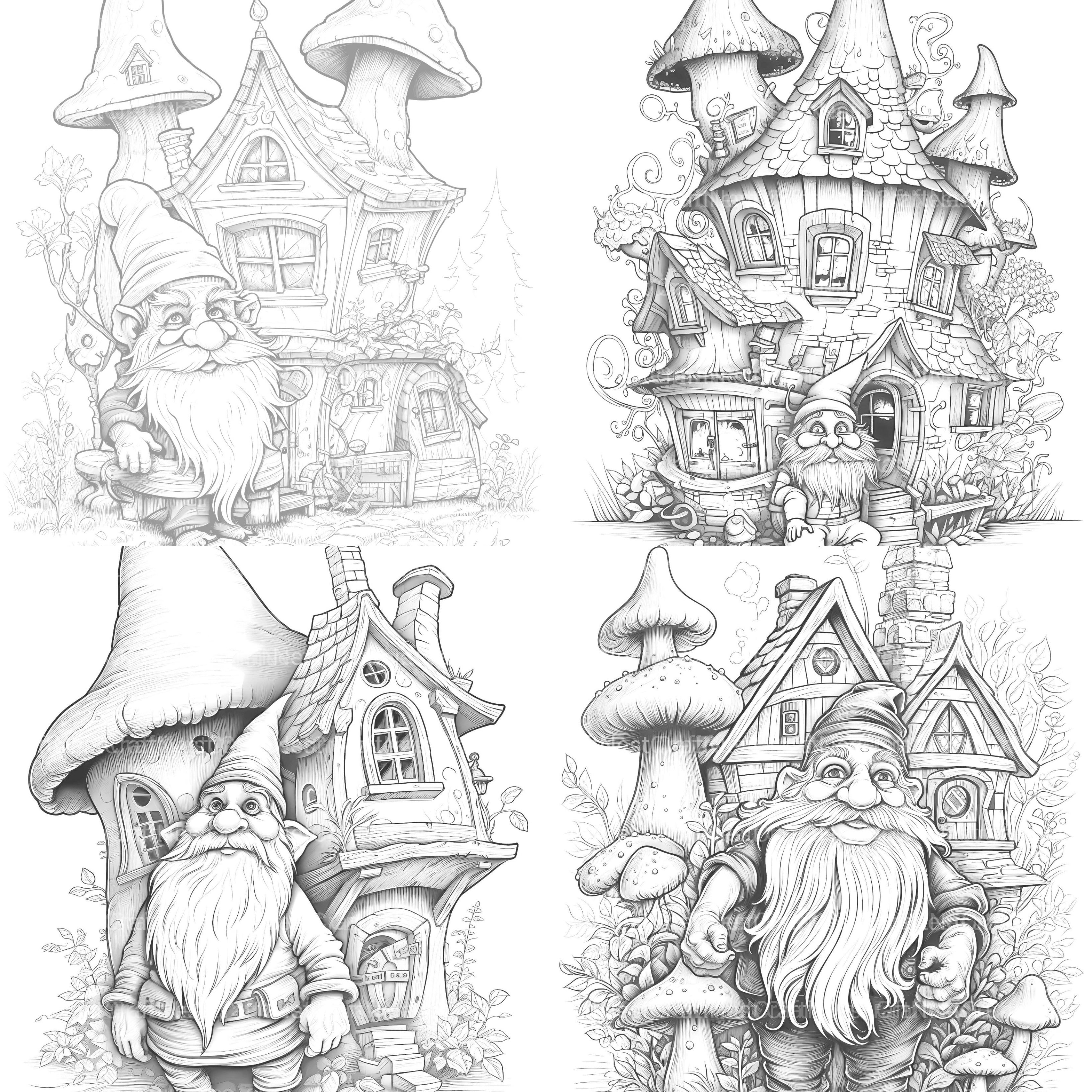 Gnome Coloring Book 2 - CraftNest - Digital Crafting and Art