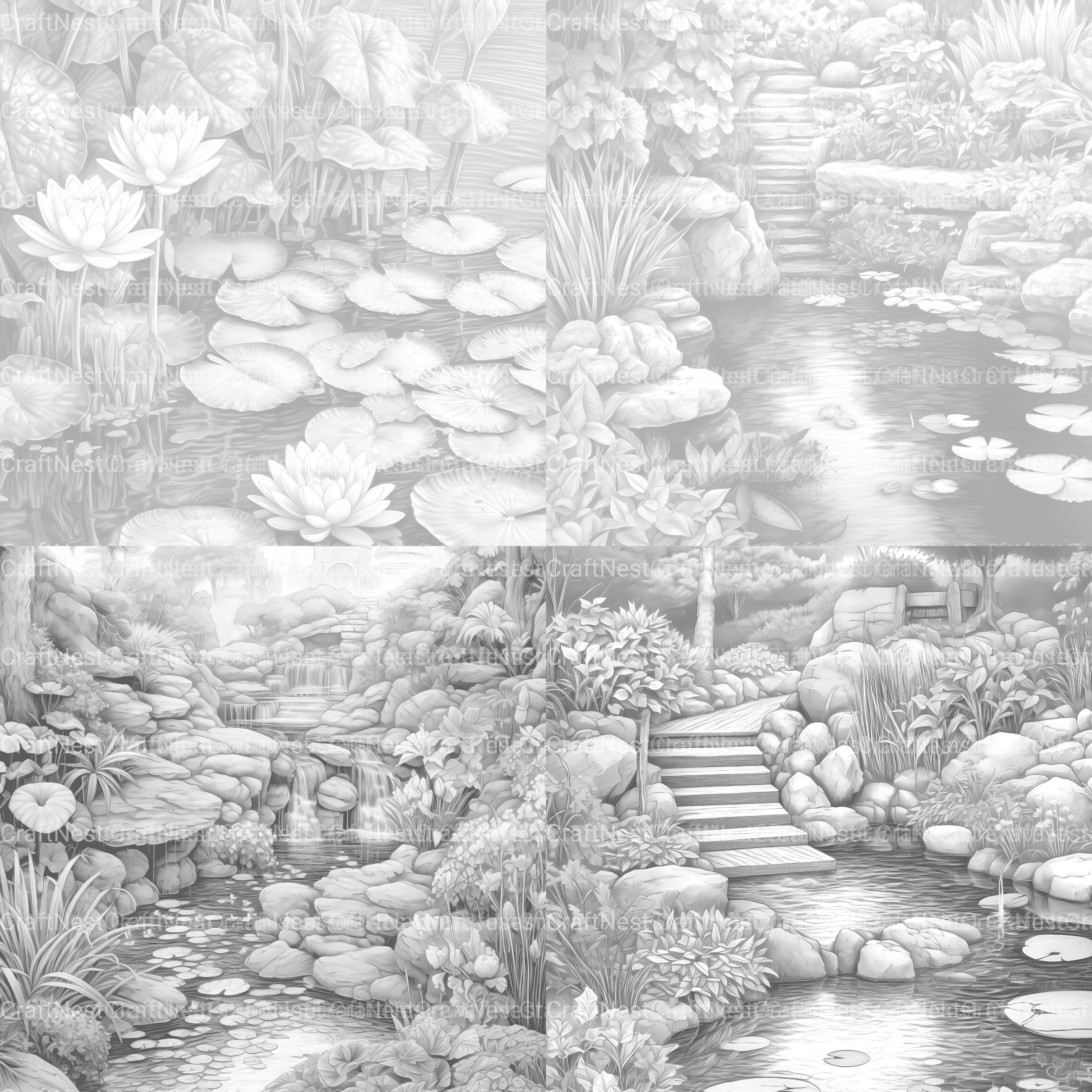 Water Garden Coloring Book - CraftNest - Digital Crafting and Art