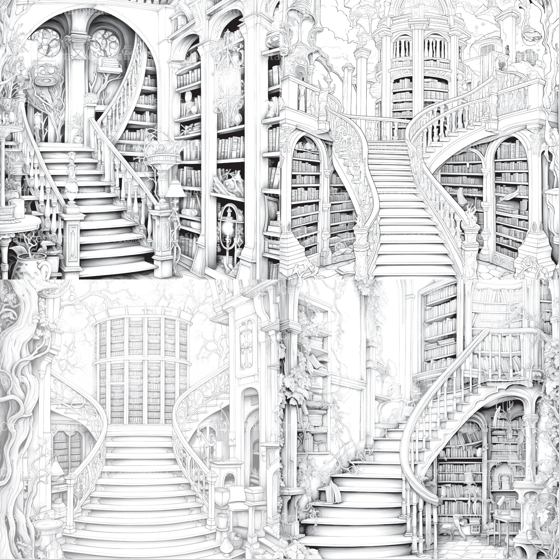 Enchanted Library Coloring Book - CraftNest - Digital Crafting and Art