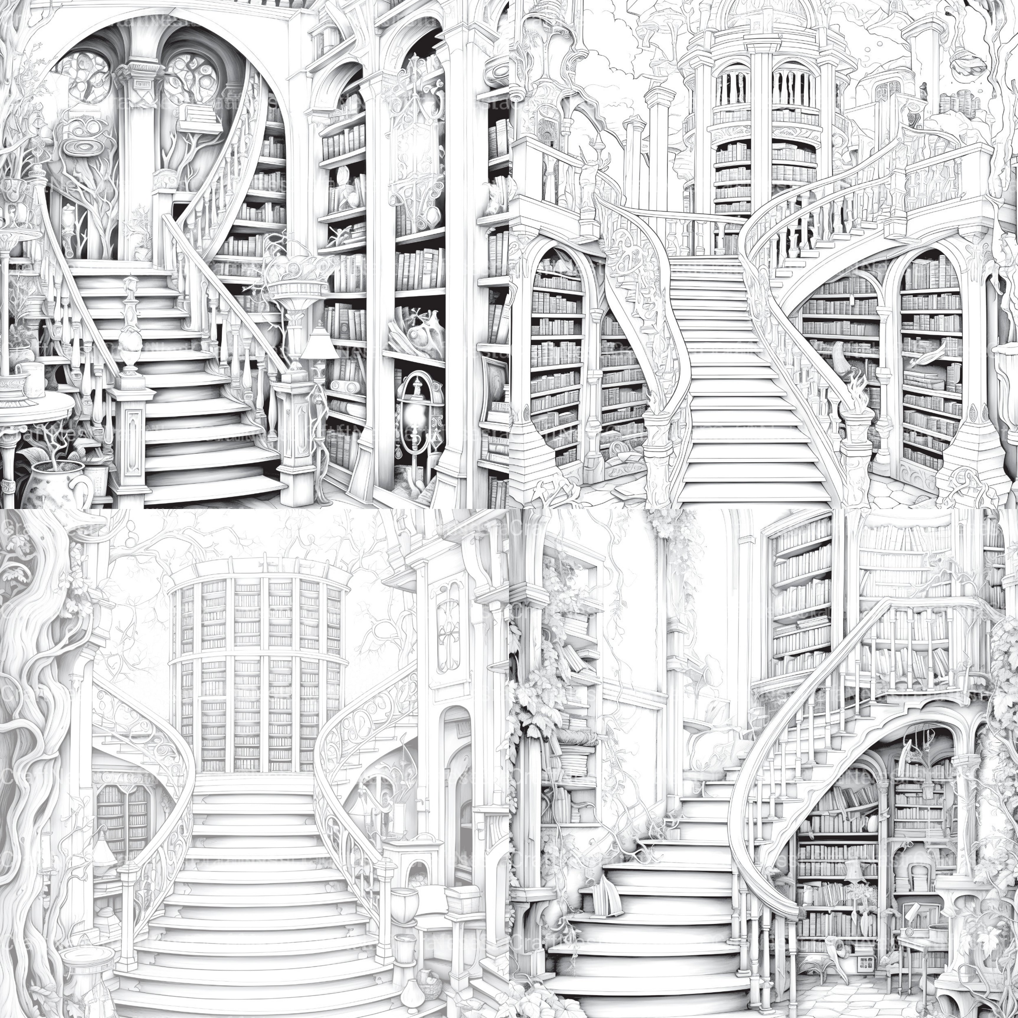 Enchanted Library Coloring Book - CraftNest - Digital Crafting and Art