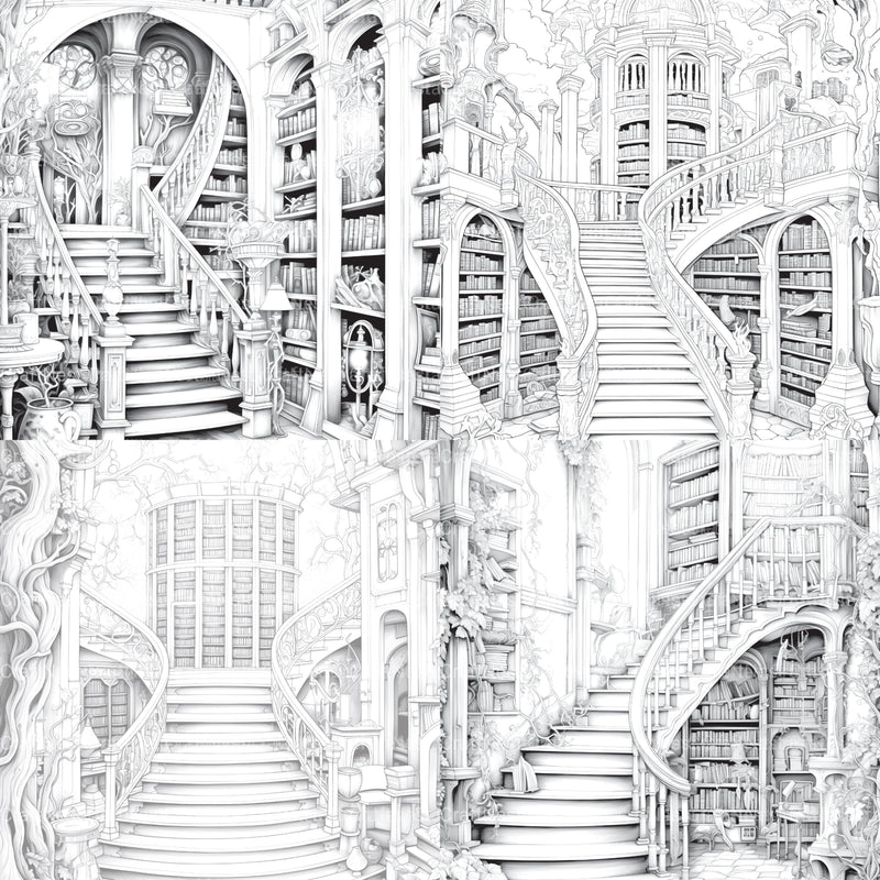 Enchanted Library Coloring Book - CraftNest - Digital Crafting and Art