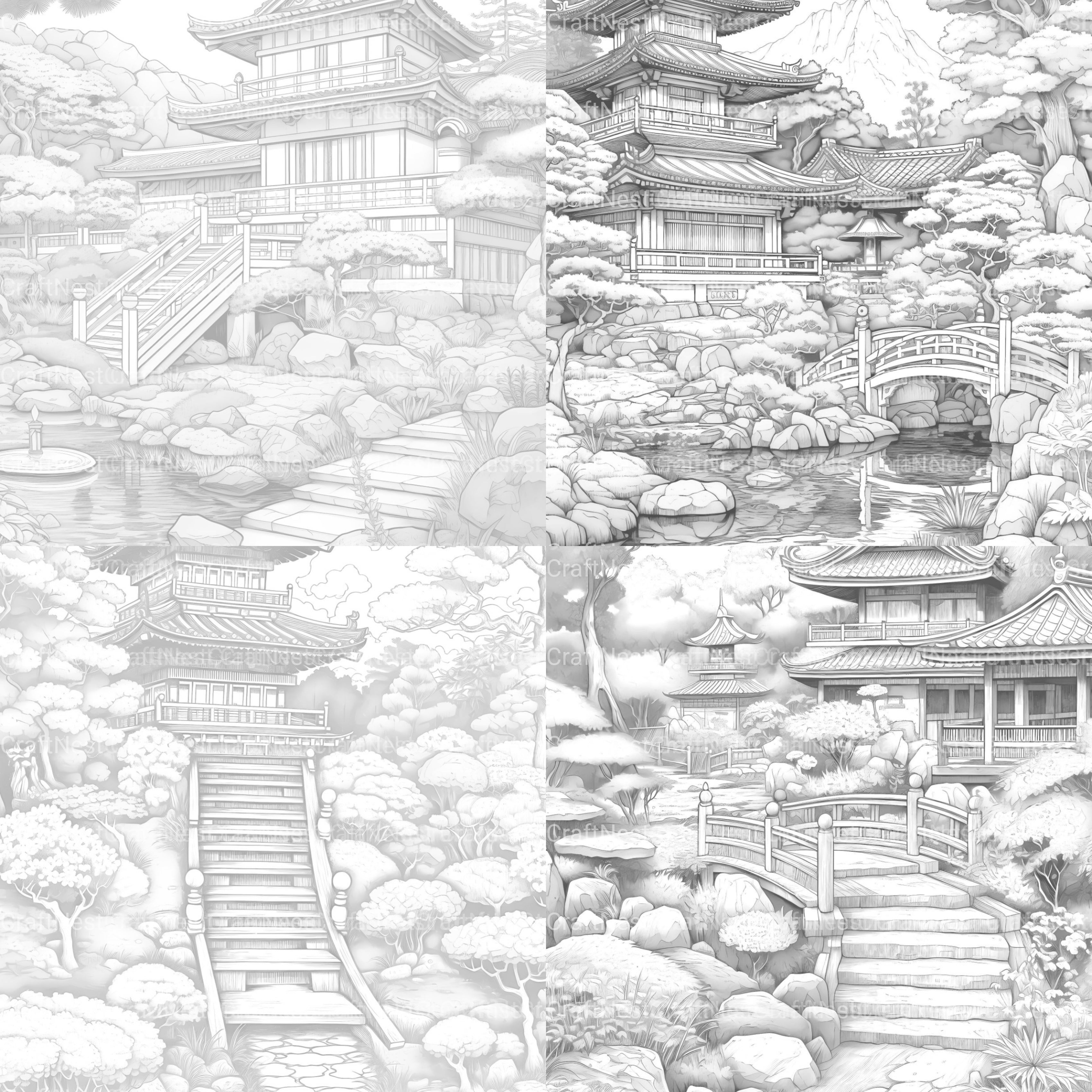 Japanese Garden Coloring Book - CraftNest - Digital Crafting and Art