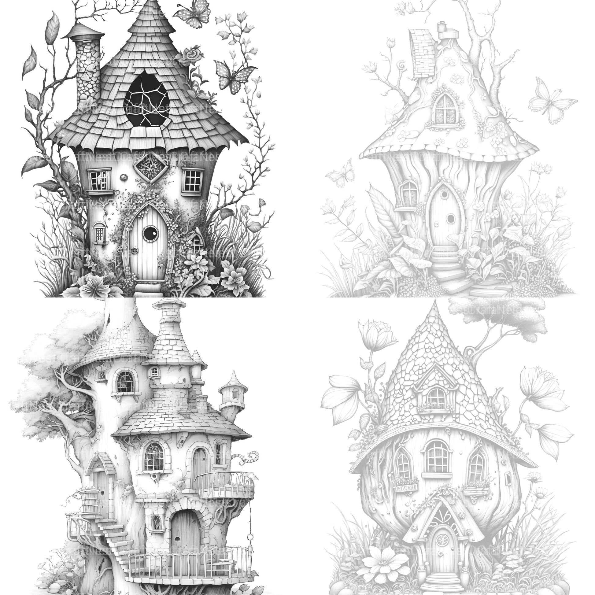 Fairy Houses 2 Coloring Book - CraftNest - Digital Crafting and Art