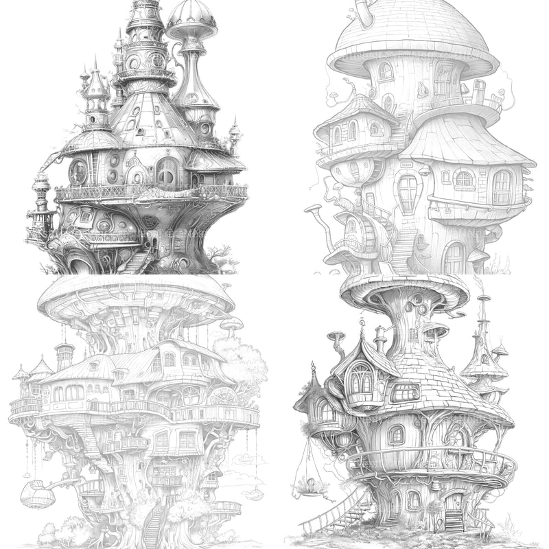 Futuristic Fairy House Coloring Book - CraftNest - Digital Crafting and Art