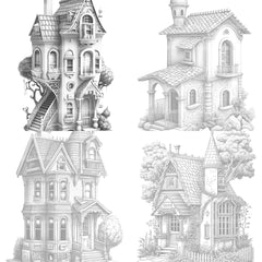 Mixed Style Tiny House Coloring Book - CraftNest - Digital Crafting and Art