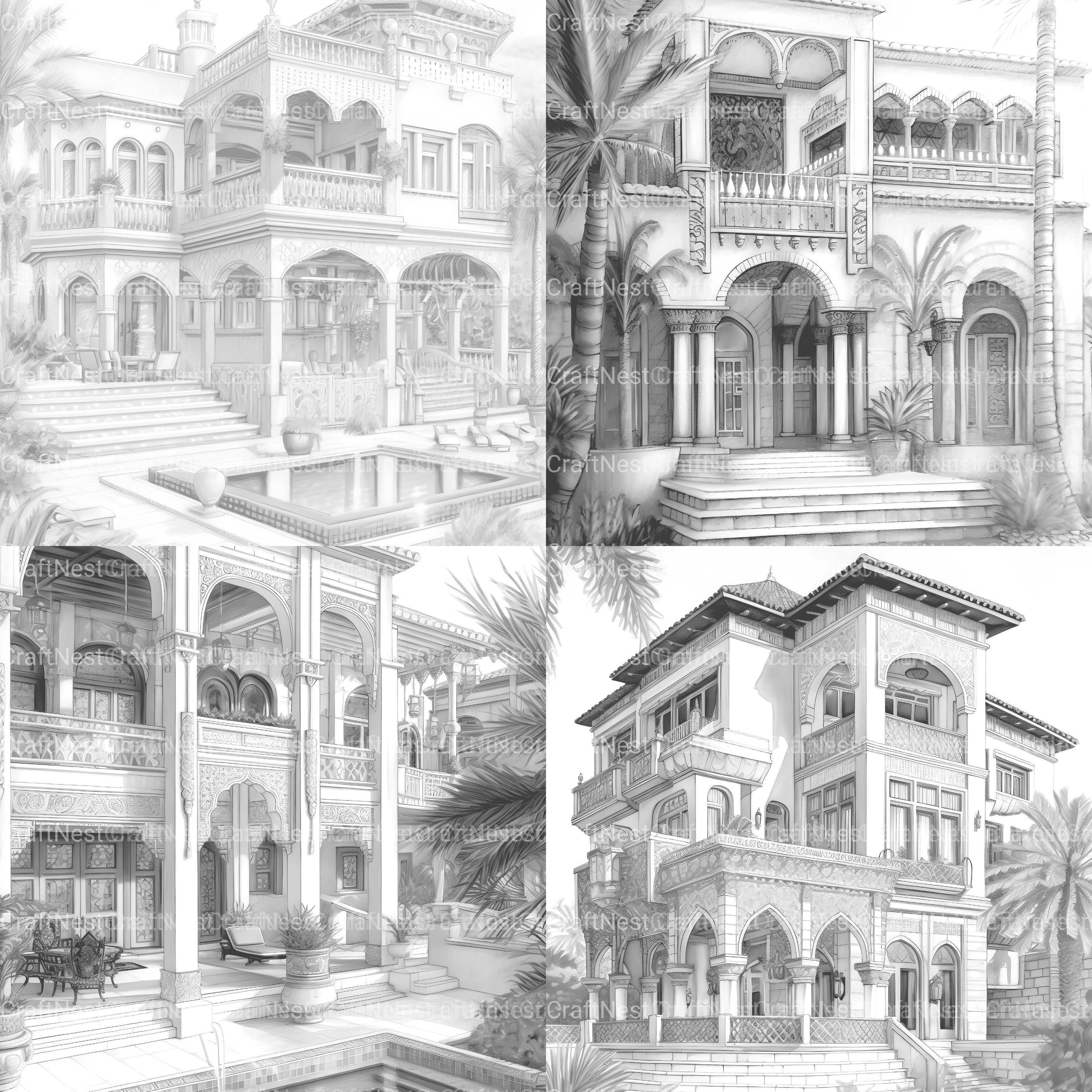 Arabian Villas Coloring Book - CraftNest - Digital Crafting and Art