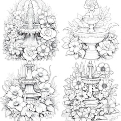 Blooming Fountain Coloring Book - CraftNest - Digital Crafting and Art