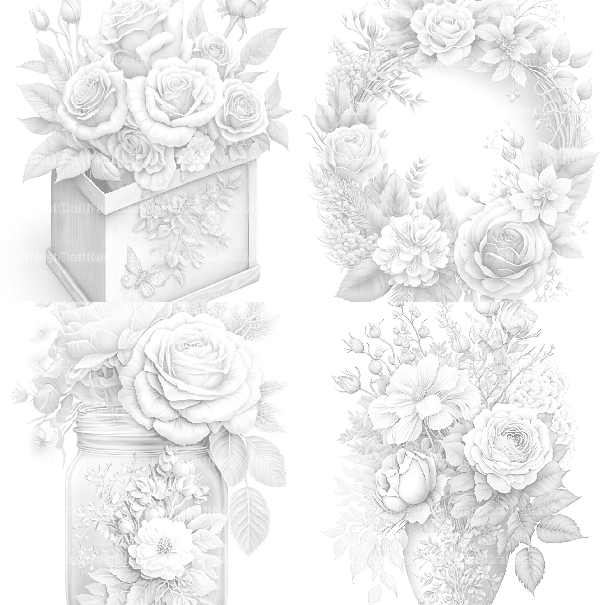 Rose Flower Coloring Book - CraftNest - Digital Crafting and Art