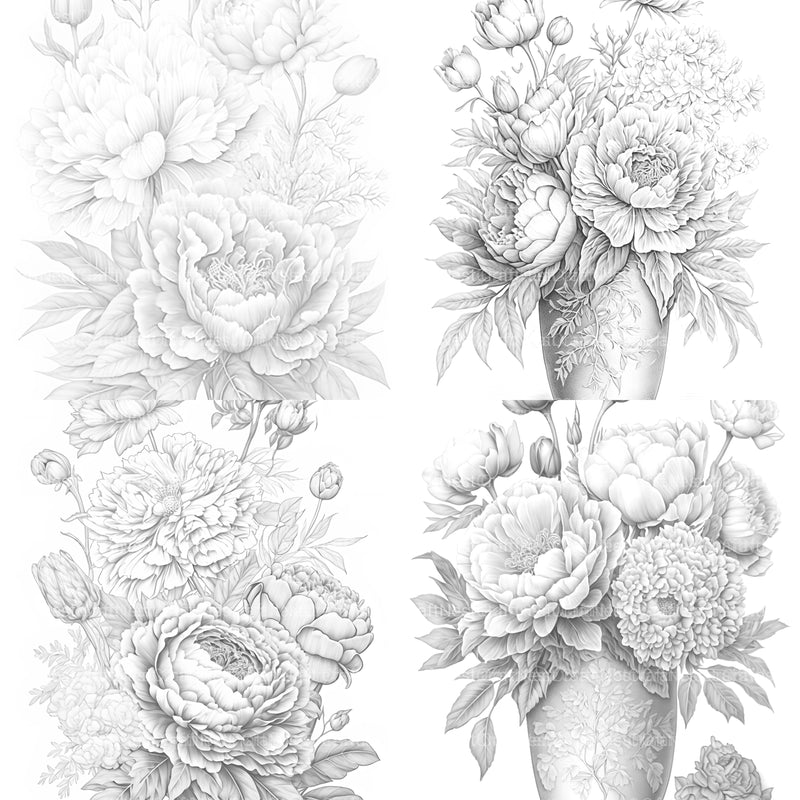 Peony Flower Coloring Book - CraftNest - Digital Crafting and Art