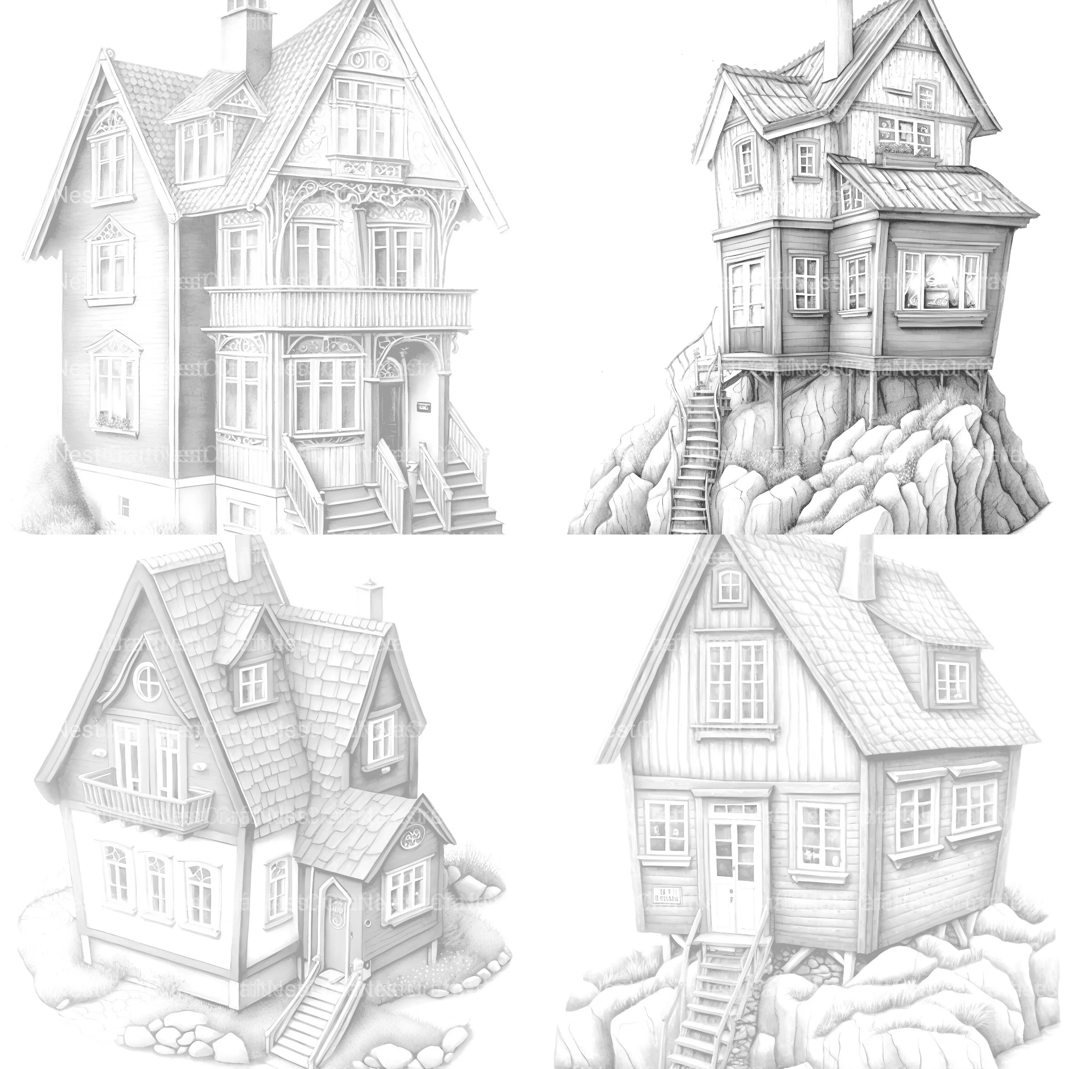 Norwegian Tiny House Coloring Book - CraftNest - Digital Crafting and Art