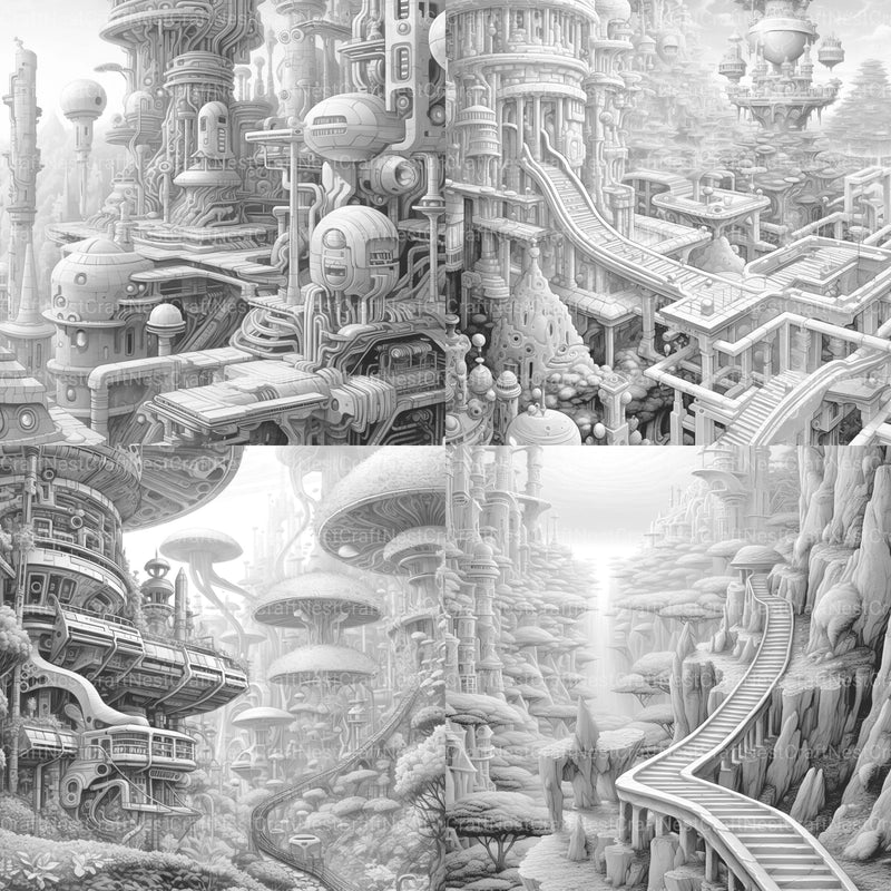 Sci-Fi Landscape Coloring Book - CraftNest - Digital Crafting and Art