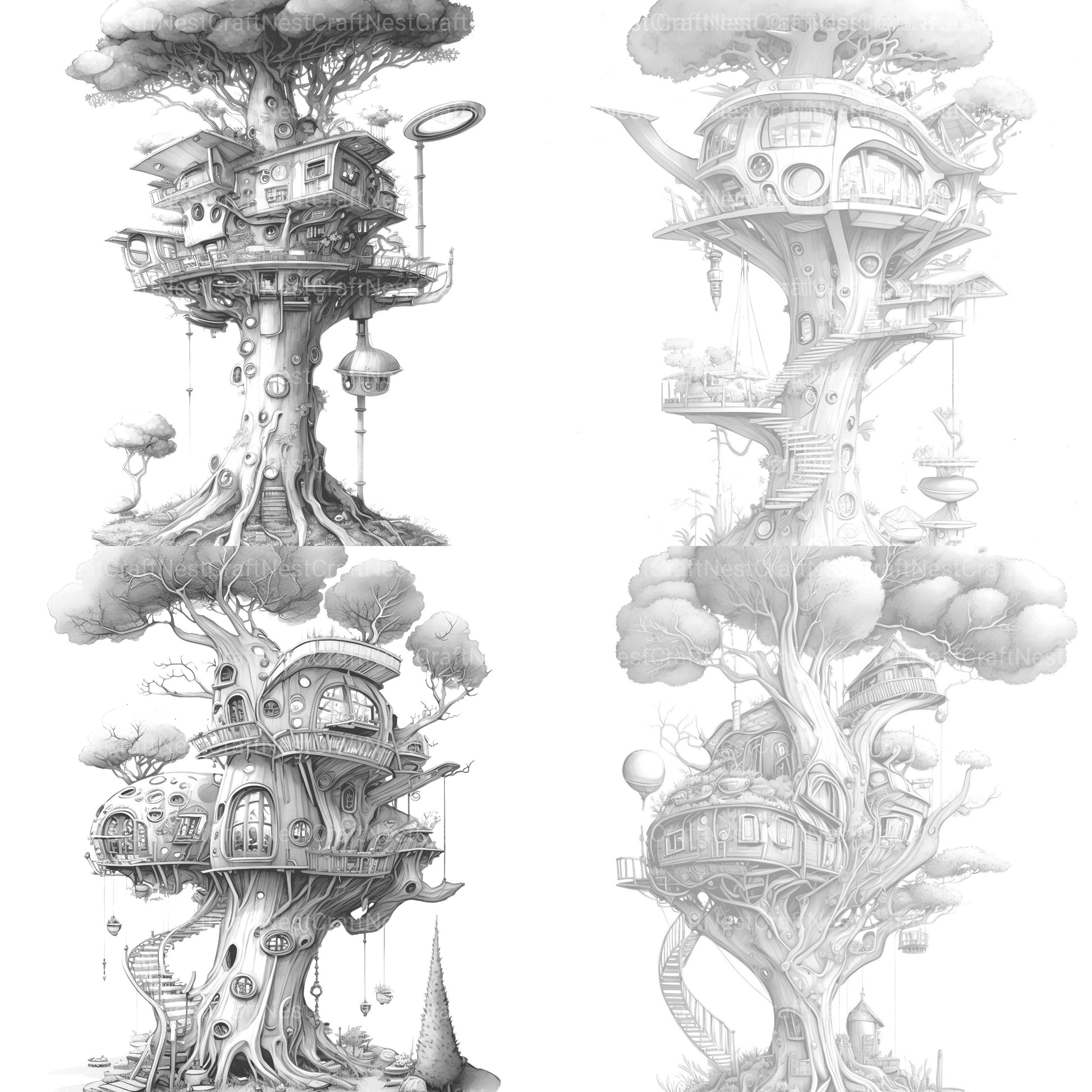 Future Treehouse Coloring Book - CraftNest - Digital Crafting and Art