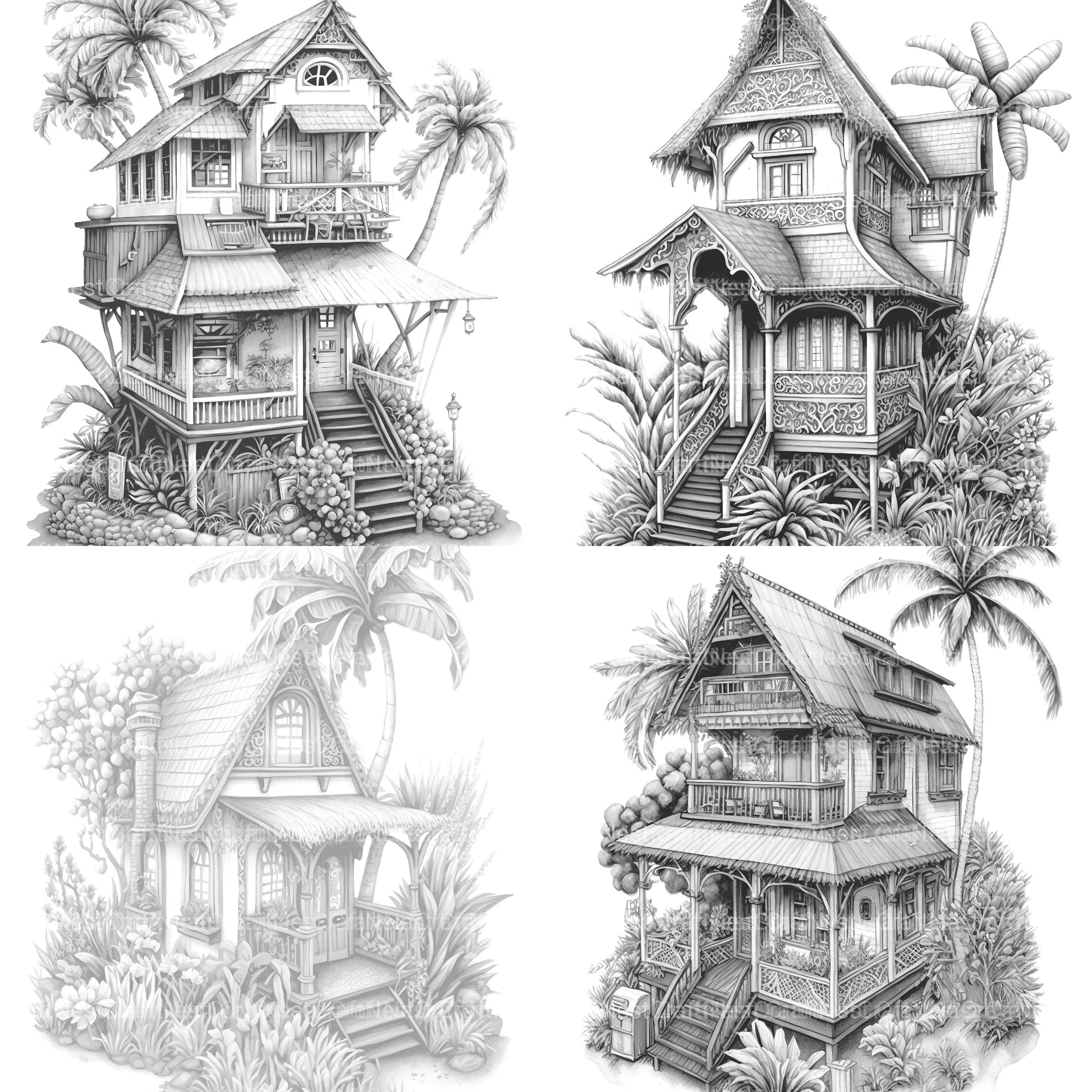Hawaiian Tiny House Coloring Book - CraftNest - Digital Crafting and Art