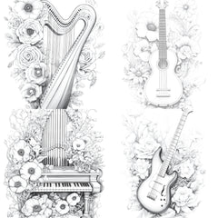 Flower Instrument Coloring Book - CraftNest - Digital Crafting and Art