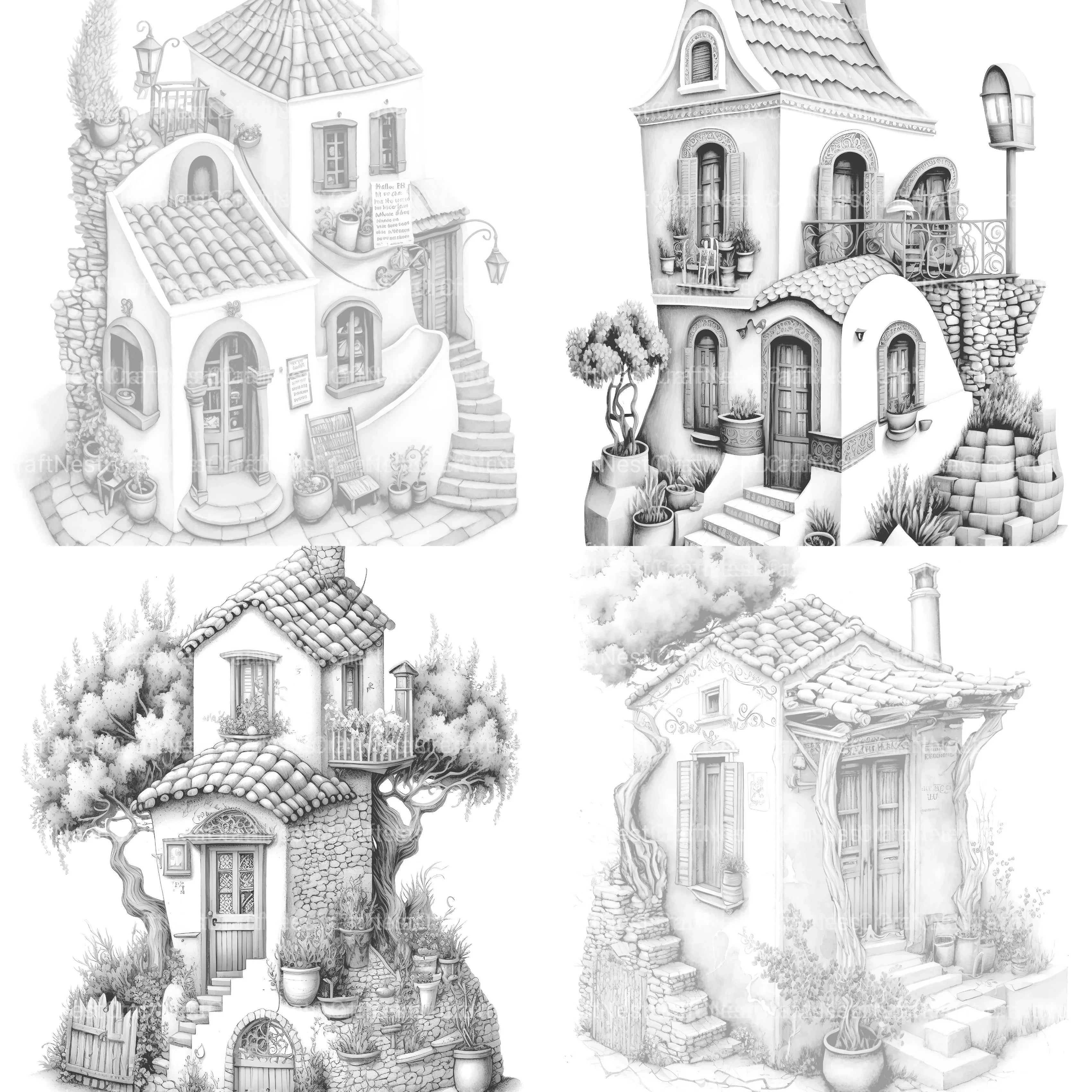 Greek Tiny House Coloring Book - CraftNest - Digital Crafting and Art