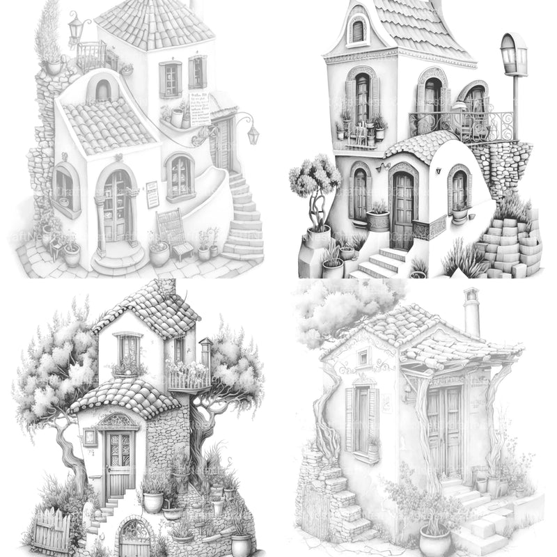 Greek Tiny House Coloring Book - CraftNest - Digital Crafting and Art